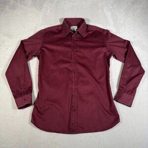 Anto Beverly Hills Shirt Men Size L Burgundy Long Sleeve Bespoke Classic GUC